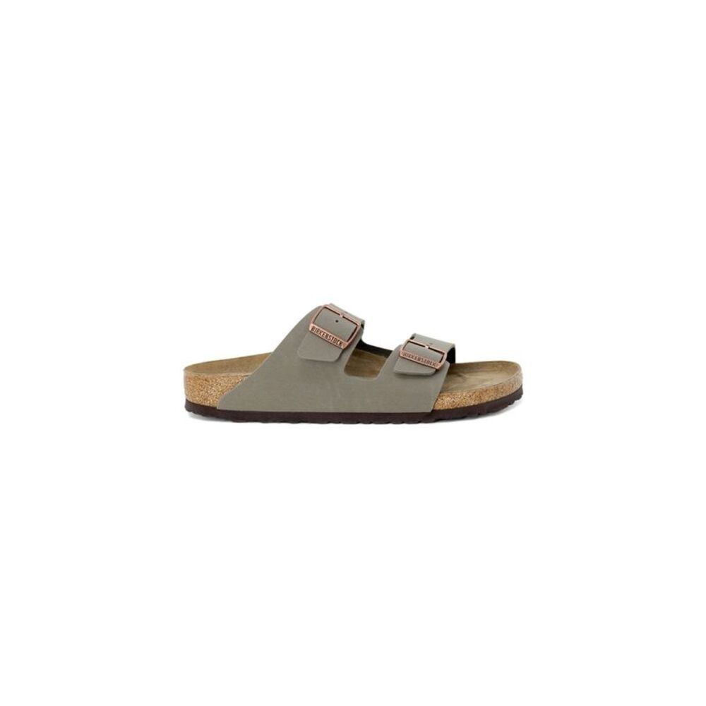 Birkenstock Gray Leather Flat Women's Sandals
